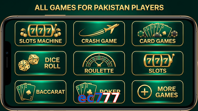 Main screen of Ec777 games page for PK players