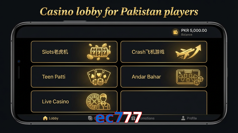 Lobby view of Ec777 for Pakistan users